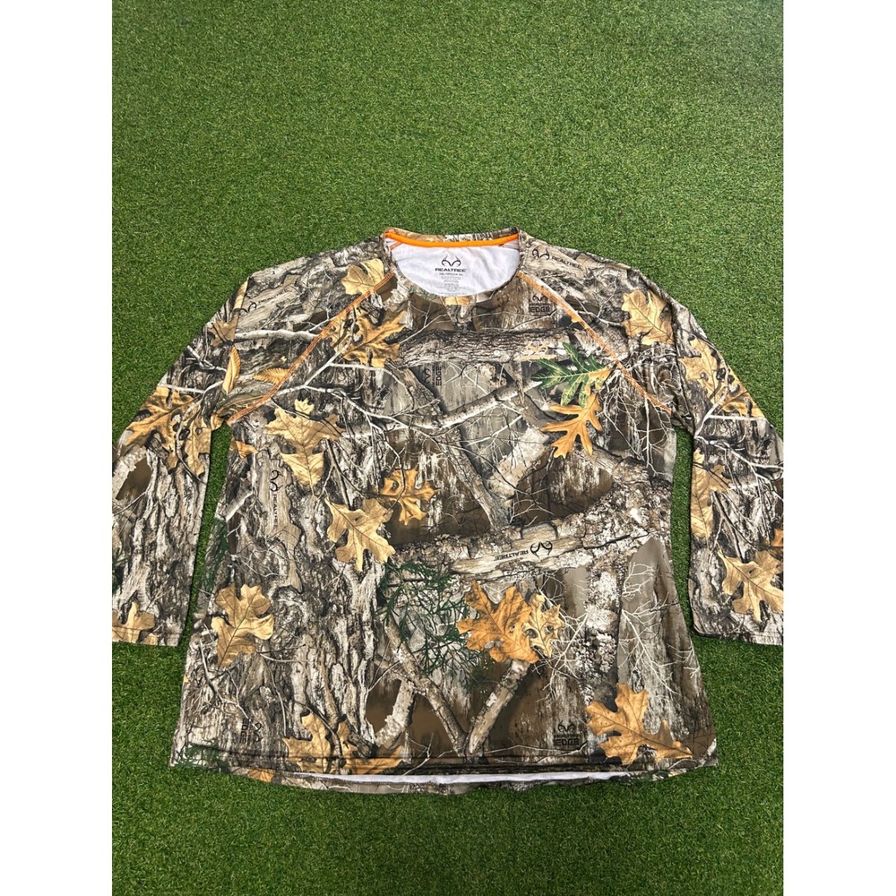 Realtree Edge Camo Long Sleeve Performance Shirt Mens 3XL Hunting Top Brown